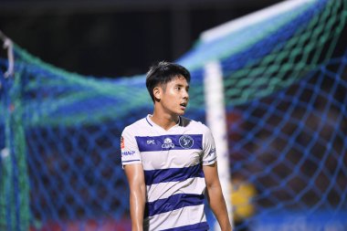 Bangplee, Samutprakan - 10 NOV 2021: PHATSAPHON CHOEDWICHIT # 78 Samutprakan şehri arasında Samutprakan şehri ile Tayland samutprakan Stadyumu 'nda birleşen Muangthong arasındaki maçta samutprakan şehrinin 78.