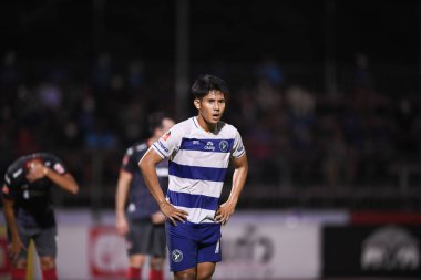 Bangplee, Samutprakan - 10 NOV 2021: PHATSAPHON CHOEDWICHIT # 78 Samutprakan şehri arasında Samutprakan şehri ile Tayland samutprakan Stadyumu 'nda birleşen Muangthong arasındaki maçta samutprakan şehrinin 78.