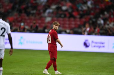 KALLANG, ŞARKI - 15 Temmuz 2022: Harvey Elliott # 19 Liverpool Oyuncusu, ulusal stadyumdaki Crystal Palace 'a karşı hazırlık maçında