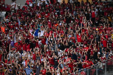 KALLANG, SINGAPORE - 15TH JULY, 2022: Human wave from Unidentified fan of Liverpool during pre-season against Crystal Palace at national stadium