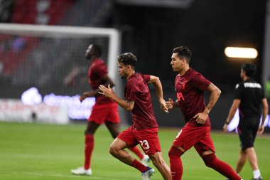 KALLANG, SINGAPORE - 15 Temmuz 2022: Luís Diaz # 23 Liverpool Oyuncusu Ulusal Stadyumdaki Crystal Palace 'a karşı hazırlık maçında