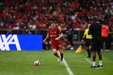 KALLANG, SINGAPORE - 15 Temmuz 2022: James Milner # 7 Liverpool Oyuncusu, ulusal stadyumdaki Crystal Palace 'a karşı hazırlık maçında