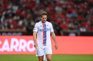 KALLANG, ŞARKI - 15 Temmuz 2022: Joachim Andersen # 16 Kristal Saray Oyuncusu sezon öncesi Liverpool karşısında ulusal stadyumda 