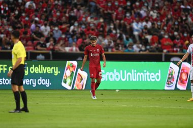 KALLANG, SINGAPORE - 15 Temmuz 2022: Luís Diaz # 23 Liverpool Oyuncusu Ulusal Stadyumdaki Crystal Palace 'a karşı hazırlık maçında