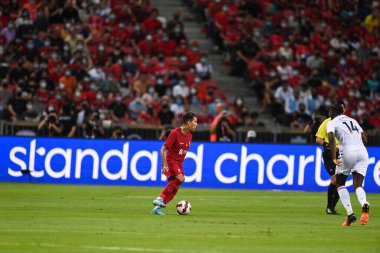 KALLANG, SINGAPORE - 15 Temmuz 2022: Roberto Firmino # 9 Liverpool Oyuncusu, ulusal stadyumdaki Crystal Palace 'a karşı hazırlık maçında