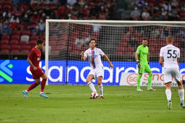KALLANG, ŞARKI - 15 Temmuz 2022: Joachim Andersen # 16 Kristal Saray Oyuncusu sezon öncesi Liverpool karşısında ulusal stadyumda 