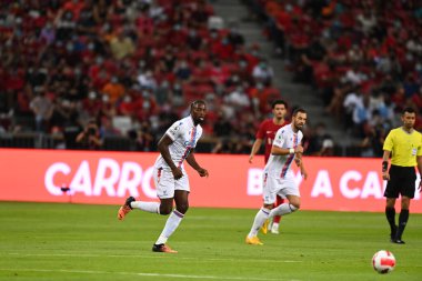 KALLANG, SINGAPORE - 15 Temmuz 2022: Jean-Philippe Mateta # 14 Kristal Saray Oyuncusu sezon öncesi Liverpool karşısında ulusal stadyumda