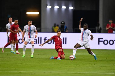 KALLANG, SINGAPORE - 15 Temmuz 2022: Roberto Firmino # 9 Liverpool Oyuncusu, ulusal stadyumdaki Crystal Palace 'a karşı hazırlık maçında