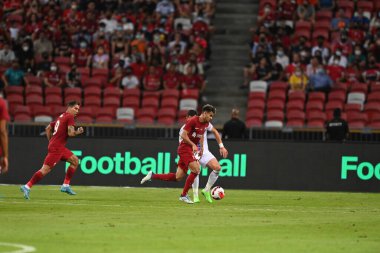 KALLANG, SINGAPORE - 15 Temmuz 2022: Luís Diaz # 23 Liverpool Oyuncusu Ulusal Stadyumdaki Crystal Palace 'a karşı hazırlık maçında