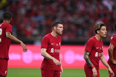 KALLANG, SINGAPORE - 15 Temmuz 2022: James Milner # 7 Liverpool Oyuncusu, ulusal stadyumdaki Crystal Palace 'a karşı hazırlık maçında