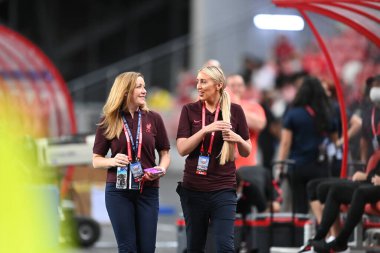 KALLANG, ŞARKI - 15 Temmuz 2022: Liverpool personeli ulusal stadyumdaki Crystal Palace 'a karşı hazırlık maçında