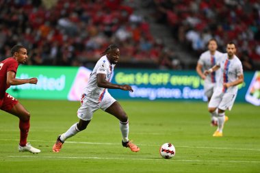 KALLANG, SINGAPORE - 15 Temmuz 2022: Jean-Philippe Mateta # 14 Kristal Saray Oyuncusu sezon öncesi Liverpool karşısında ulusal stadyumda