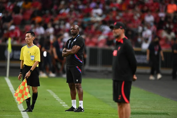 KALLANG, SINGAPORE - 15TH JULY, 2022: Patrick Vieira manager of Crystal Palace in action during pre-season against Liverpool at national stadium