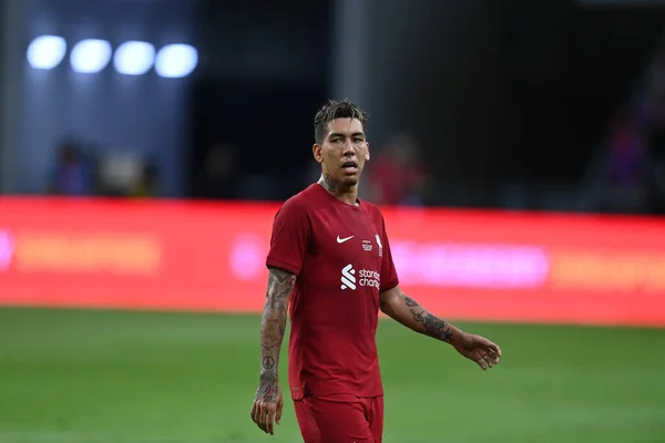 KALLANG, SINGAPORE - 15TH JULY, 2022: Roberto Firmino #9 Player of Liverpool in action during pre-season against Crystal Palace at national stadium