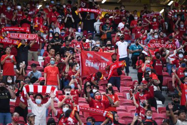 Kallang-Singapore-15JUL2022-Unidentified fan of liverpool in action during pre-season against crystal palace at national stadium,singapore