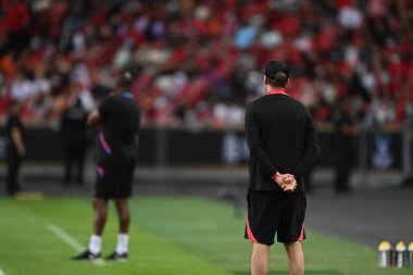 Kallang-Singapur-15JUL2022-jurgen Klopp teknik direktörü sezon öncesi dönemde Singapur, Singapur 'daki kristal sarayına karşı görev başında.