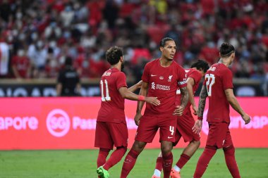 Kallang-Singapur-15JUL2022-Mohamed Salah # 10 Liverpool Oyuncusu sezon öncesi Singapur 'daki kristal saraya karşı eylem halinde.