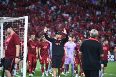 Kallang-Singapur-15JUL2022-jurgen Klopp teknik direktörü sezon öncesi dönemde Singapur, Singapur 'daki kristal sarayına karşı görev başında.