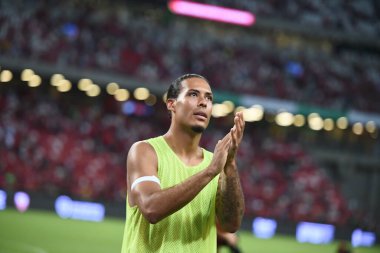 Kallang-Singapur-15JUL2022-Mohamed Salah # 10 Liverpool Oyuncusu sezon öncesi Singapur 'daki kristal saraya karşı eylem halinde.