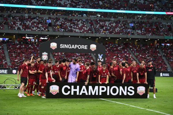 Kallang Singapore 15Jul2022 Giocatore Liverpool Che Celebra Campione Durante Pre — Foto Stock