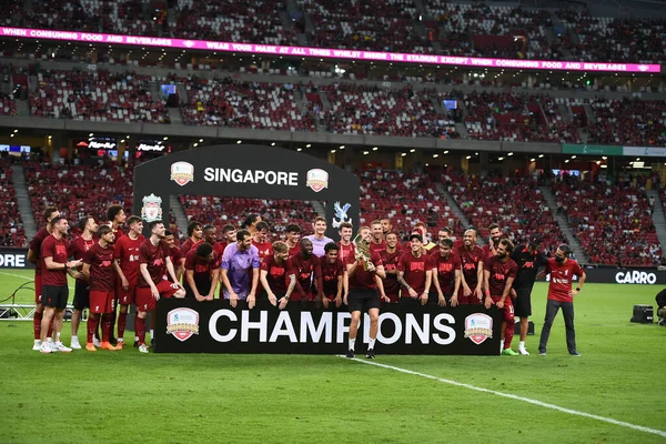 Kallang Singapore 15Jul2022 Giocatore Liverpool Che Celebra Campione Durante Pre — Foto Stock