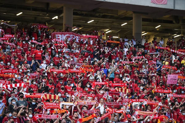 Kallang-Singapore-15JUL2022-Unidentified fan of liverpool in action during pre-season against crystal palace at national stadium,singapore