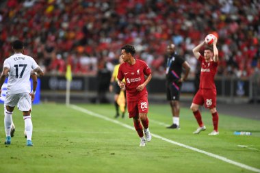KALLANG, SINGAPORE - 15 Temmuz 2022: Liverpool 'un 28 numaralı Fabio Carvalho Ulusal Stadyum' daki Crystal Palace 'a karşı hazırlık maçında. 