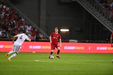 KALLANG, SINGAPORE - 15 Temmuz 2022: Sepp Van Den Berg # 72 Liverpool Oyuncusu Ulusal Stadyumdaki Crystal Palace 'a karşı maç öncesi. 