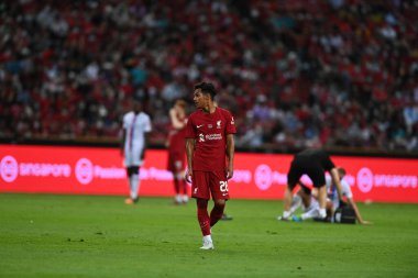 KALLANG, SINGAPORE - 15 Temmuz 2022: Liverpool 'un 28 numaralı Fabio Carvalho Ulusal Stadyum' daki Crystal Palace 'a karşı hazırlık maçında. 