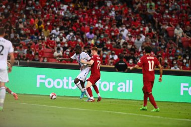 KALLANG, SINGAPORE - 15 Temmuz 2022: Sepp Van Den Berg # 72 Liverpool Oyuncusu Ulusal Stadyumdaki Crystal Palace 'a karşı maç öncesi. 
