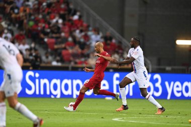 KALLANG, SINGAPORE - 15 Temmuz 2022: Fabinho # 3 Liverpool Oyuncusu ulusal stadyumdaki kristal sarayına karşı hazırlık maçında. 