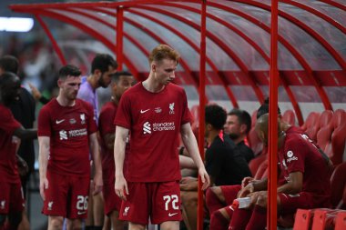 KALLANG, SINGAPORE - 15 Temmuz 2022: Sepp Van Den Berg # 72 Liverpool Oyuncusu Ulusal Stadyumdaki Crystal Palace 'a karşı maç öncesi. 