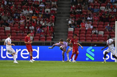 KALLANG, SINGAPORE - 15 Temmuz 2022: Fabian Mrozek # 93 Liverpool Oyuncusu sezon öncesi stadyumdaki kristal saraya karşı eylem halinde. 