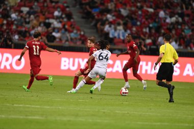 KALLANG, SINGAPORE - 15 Temmuz 2022: Jaden Raymond # 64 Kristal Saray Oyuncusu sezon öncesi stadyumdaki Liverpool maçında. 