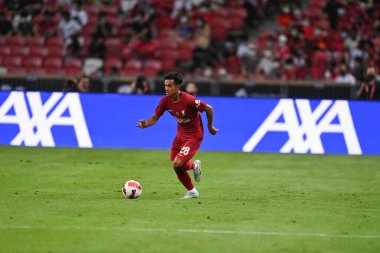 KALLANG, SINGAPORE - 15 Temmuz 2022: Liverpool 'un 28 numaralı Fabio Carvalho Ulusal Stadyum' daki Crystal Palace 'a karşı hazırlık maçında. 
