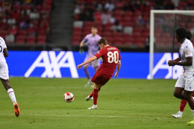 KALLANG, SINGAPORE - 15 Temmuz 2022: Tyler Morton # 80 Liverpool Oyuncusu, ulusal stadyumdaki Crystal Palace 'a karşı hazırlık maçında. 