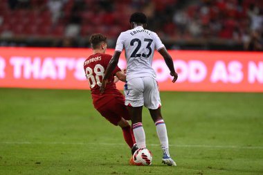 KALLANG, SINGAPORE - 15 Temmuz 2022: Malcolm Ebiowei # 23 Kristal Saray Oyuncusu sezon öncesi Liverpool karşısında ulusal stadyumda. 