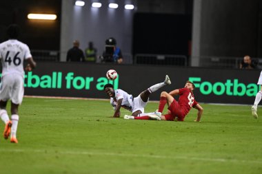 KALLANG, SINGAPORE - 15 Temmuz 2022: Malcolm Ebiowei # 23 Kristal Saray Oyuncusu sezon öncesi Liverpool karşısında ulusal stadyumda. 