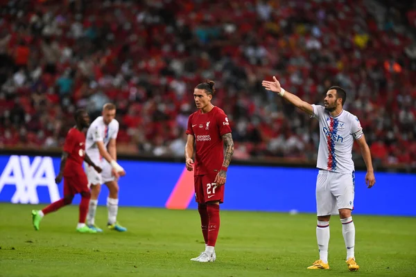 KALLANG, SINGAPORE - 15 Temmuz 2022: Dawin Nunez # 27 Liverpool Oyuncusu, ulusal stadyumdaki Crystal Palace 'a karşı hazırlık maçında. 