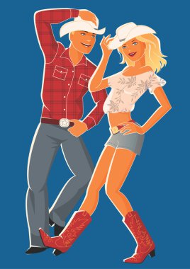 Western dancing couple clipart
