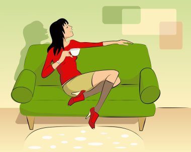 tee bir fincan genç bir kadın