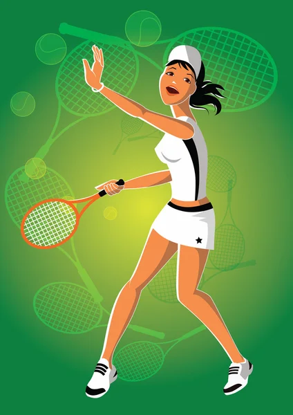 女人打网球 — 图库矢量图片