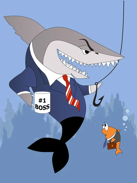 Requin d'affaires n'est pas un bon patron — Image vectorielle