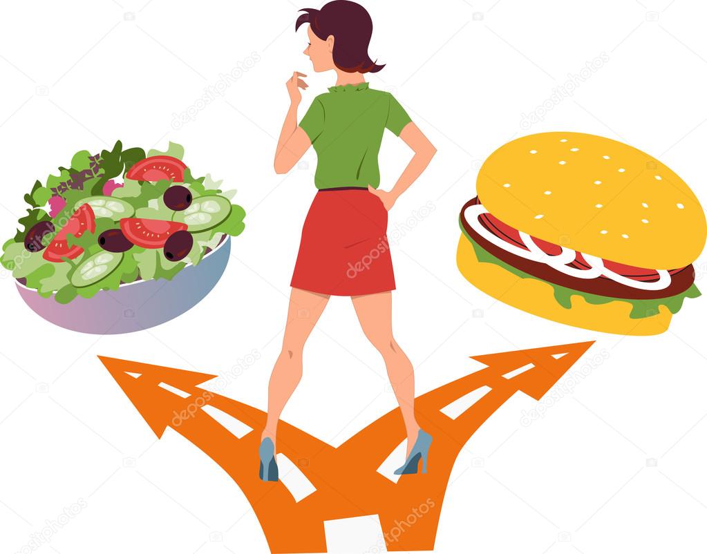 Choosing between healthy food and fast food