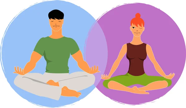 Yoga untuk dua - Stok Vektor