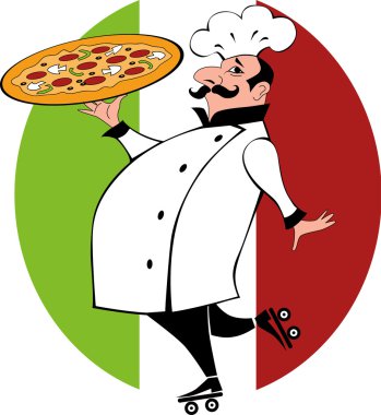 Şef pizza ile