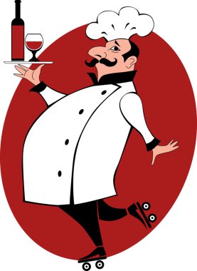 şarap getirerek paten Chef