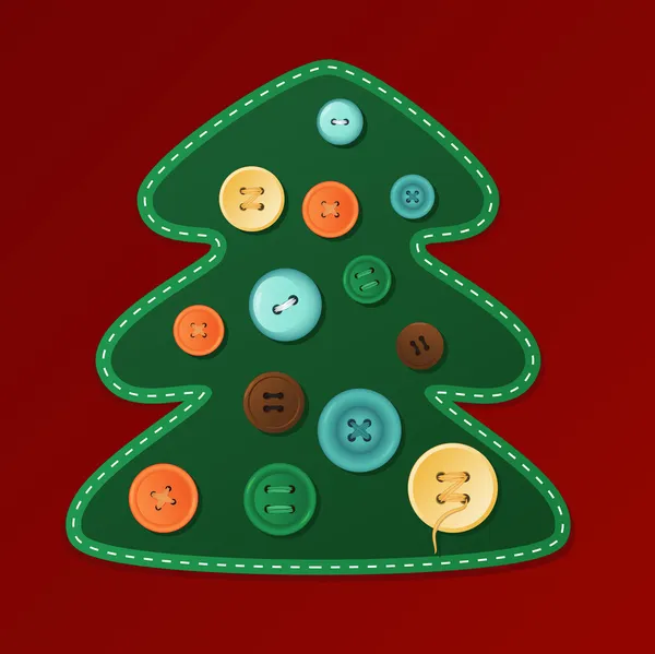 Tarjeta de Navidad con un árbol de botones — Vector de stock