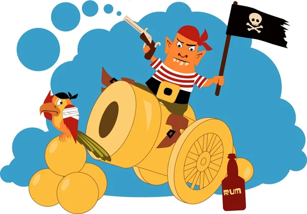 Pirate sur un canon — Image vectorielle