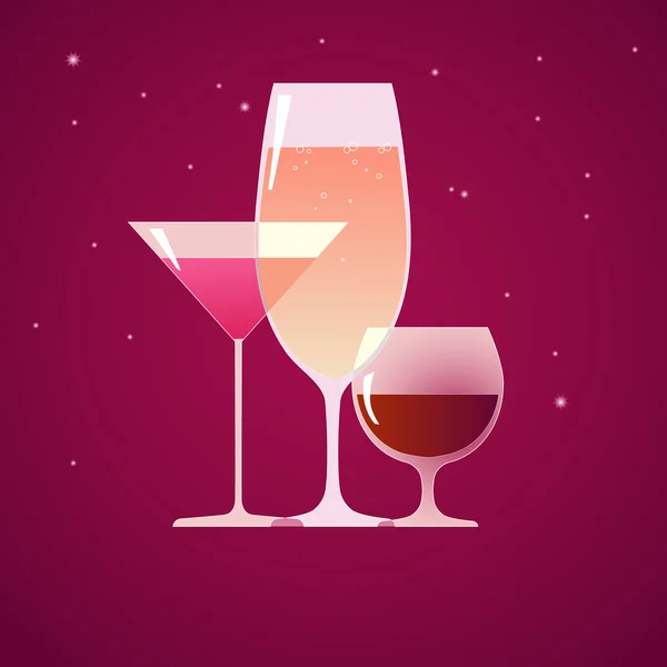Коктейль, бренди и вино — стоковый вектор